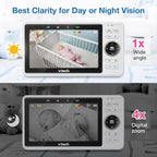 VTech Upgraded Smart WiFi Baby Monitor, 1080p FHD Camera and 5" HD IPS Display, Free App with Motion Video, Sound/Motion Detection and Notifications, Fully Remote Pan-Tilt-Zoom: VM901