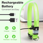 Pceotllar Light Up Collar - Rechargeable Led Dog Collar with Automatic 7-Color Changes, Water Resistant, Bright Glow for Night Walking (Green, M)
