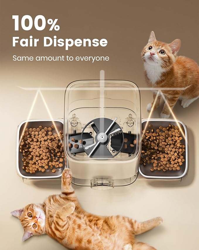 oneisall Automatic Cat Feeders 2 Cats, 20 Cups/5L Cat Auto Feeder, Automatic Cats Food Dispenser for Small Pets Indoor, Timed Pet Feeder for Dry Food
