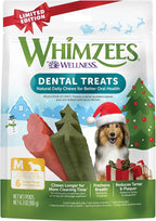 WHIMZEES Wellness Holiday Dog Dental Treats, Natural Chews, for Dogs, Size Medium Stick, (6 Count)
