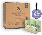 Pawtria Certified Home Compostable Dog Poop Bags (240 Bags + Lavender Carrier), Biodegradable Pet Waste Bags, Vegetable Starches, Leak proof Dog Waste Bags, Light-weight silicone made bag carrier