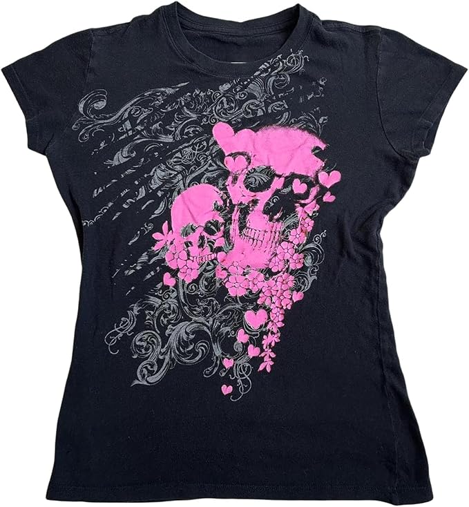 Women Y2K Graphic T-Shirts Summer Short Sleeve Punk Gothic Tee Tops Vintage 90s Aesthetic Emo Clothes Streetwear