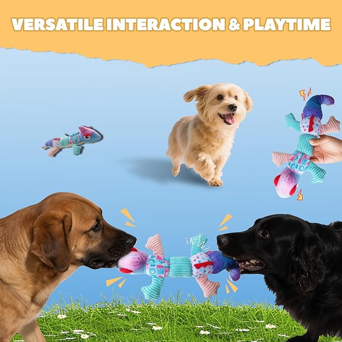 Squeaky Dog Toys Stuffed Tear-Resistant Plush Chameleon Pet Toy Eliminates Boredom for Small Medium Breed, for Chewing and Playing Tug of War (Purple)