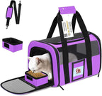 Large Cat Carrier Soft Sided Pet Carriers for Large Cats Under 25 lbs, 20" Dog Carrier Cat Carrier for 2 Cats Travel Carrier, Purple