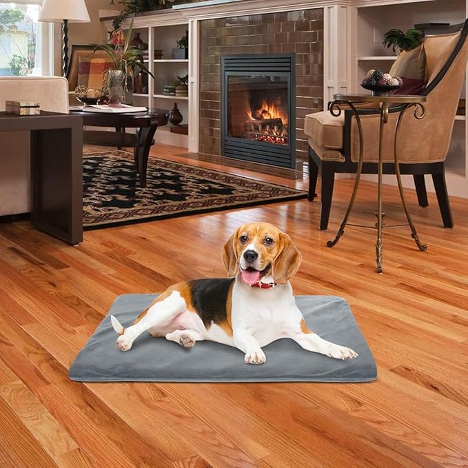 RIOGOO Pet Heating Pad, Upgraded Electric Dog Cat Heating Pad Indoor Waterproof, Auto Power Off (M: 18"x 18", Grey)