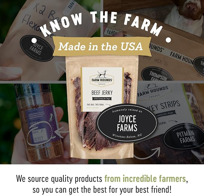 Farm Hounds - Beef Jerky - Premium Natural Jerky for Dogs - 100% Humanely Raised Cattle - Break-to-Size - Great for Training & Treats - No Fillers - Made in USA - 3.5 oz - 2 Pack