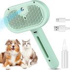 3 in 1 Cat Steam Brush, Pet Spray Hair Removal Comb for Shedding & Grooming, Water Brush for Cats Dogs Small Animals Long Short Haired with One-Click Release Button(Green)