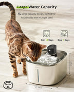 Wireless Cat Water Fountain Stainless Steel,135floz/4L Battery Operated Automatic Pet Fountain,Cordless Cat Water Dispenser Pet Water Fountain for Cats Dogs Pets Outdoor