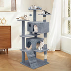 MoNiBloom 54 Inch Cat Tree Tower for Indoor Cats Large Adults, Cat Tower with Scratching Post, Multi-Level Furniture Activity Center with Cat Condo Pet Play House, Light Grey