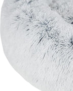 Best Pet Supplies Round Donut Dog Bed with Plush Faux Fur Fabric, Calming, Anti-Anxiety Cushion for Indoor Pets, Slip-Resistant Base, Soft Ergonomic Support - Light Warm Gray, 30x30x8''