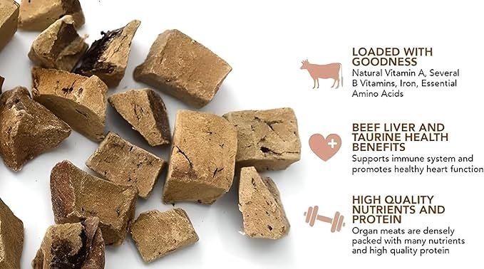 Organic Freeze Dried Dog & Cat Treats - Single Ingredient, Grain Free Food Toppers for Healthy Pets, No Fillers or Preservatives (1 Bag, Beef)