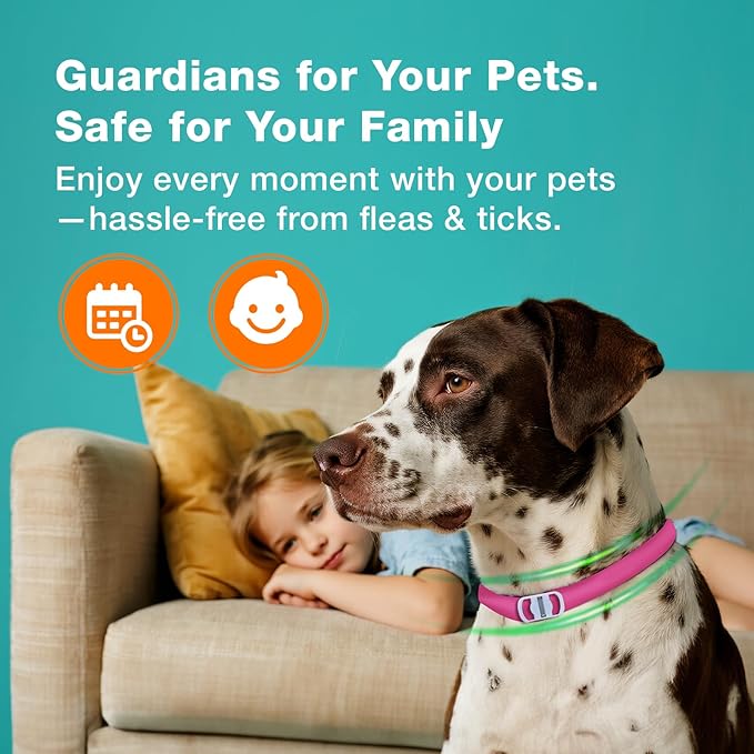 ZingZap Flea & Tick Collar 2-Pack Pink, Protects from Biting Insects, Adjustable Fits Both Dogs & Cats, Built-in Plant Based Formula, Slow-Release Lasting Protection, Waterproof