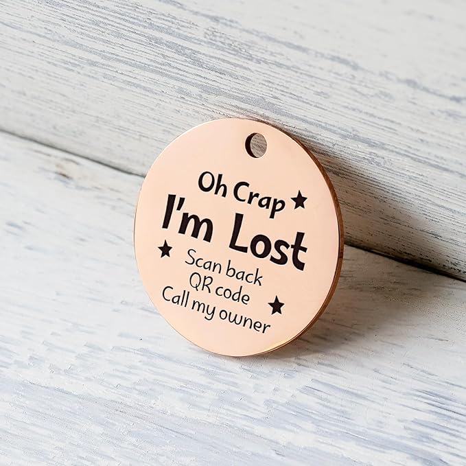 MYLUCKYTAG QR Code Stainless Steel Dog ID Tag, Engraved, Durable Dog Collar Tag with Digital Pet Profile & Location Alerts