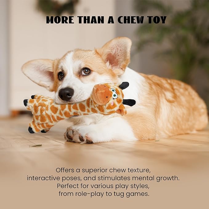 Nocciola Twistable Giraffe Pup Dog Toy, Interactive Stuffed Plush Crinkle Puppy Supplies for Small Medium Breeds to Keep Them Busy