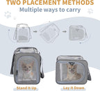 ‌Petsfit Airline Approved Pet Carrier for Small Dogs & Cats, 19x9x12 TSA Approved Carrier, with Removable Dual-Sided Padding (2-Way Placement) - Fits Under Most Airplane Seats, Escape Proof (Gray)