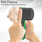 Self Cleaning Deshedding Brush for Dogs & Cats - Skin Friendly Grooming Tool with Hair Removal for Haired Pets, Green