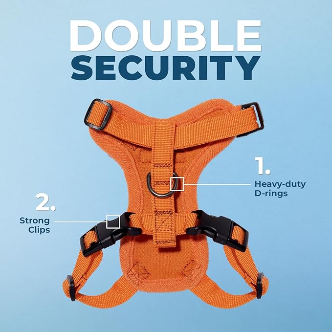 Voyager Escape-Proof Step-in Lock Cat Harness & 5ft Neoprene-Handle Leash Set All-Weather Mesh with Reflective Stitching for Small to Large Cats by Best Pet Supplies, Orange, XXXS