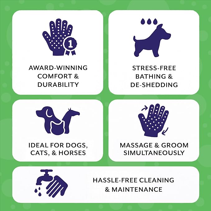 H HANDSON Pet Grooming Gloves - Patented #1 Ranked, Award Winning Shedding, Bathing, & Hair Remover Gloves - Gentle Brush for Cats, Dogs, and Horses (Grey, Small)