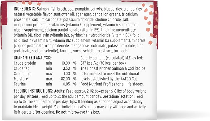 The Honest Kitchen Grain Free Minced Salmon & Cod in Fish Broth Gravy Wet Cat Food, 2.8 oz x12