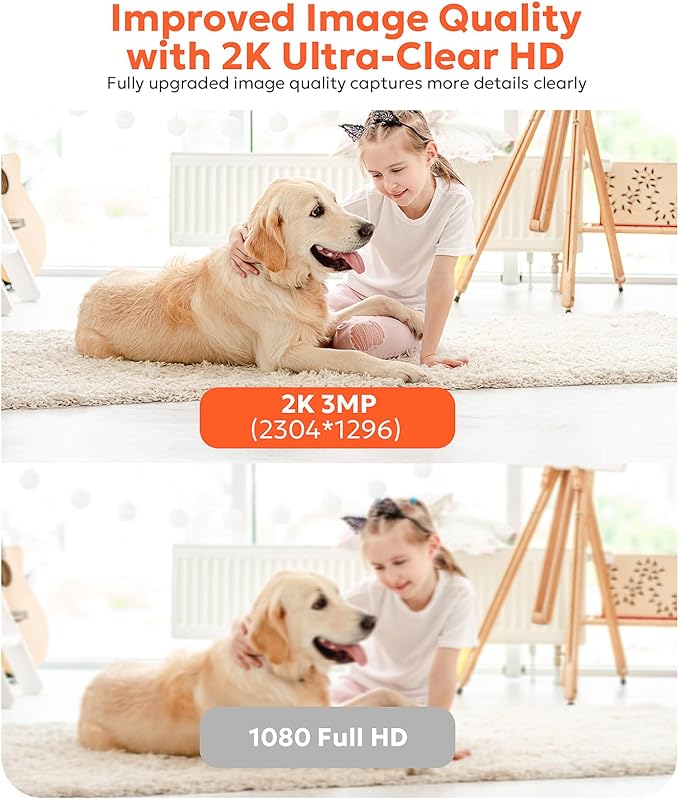 owltron Indoor Security Camera 2K, 2.4GHz WiFi Cameras for Home Security Baby Monitor Camera with Motion/Cry Detection, Pet & Dog Cam with Phone App, Night Vision, 2-Way Audio, Works with Alexa