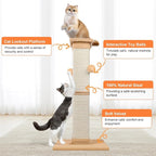 Cat Scratching Post 33 Inch Nature Sisal Cat Scratch Post for Indoor Cats, Large Cat Scratcher Protect Your Furniture Orange