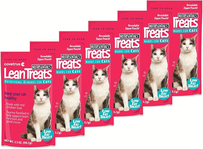 Covetrus Nutrisential Lean Treats for Cats - Soft Cat Treats for Small, Medium, Large Cats - Nutritional Low Fat Bite Size - Chicken Flavor - 6 Pack - 3.5oz