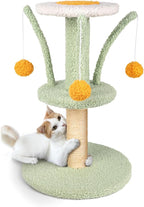 Cat Scratching Post - Cute Smaller Cat Tree Kitten Scratcher Sisal Scratch Posts with 3 Spring Ball, 18’’ Tall Cat Scratchers for Indoor Cats, Kittens (Mint Green)