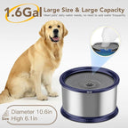 1.6 Gallon Dog Water Bowl, 6.5L/220oz Stainless Steel No Spill Water Bowls for Large Dogs, Super Large Capacity Splash Proof Pet Slow Drinking Water Bowl with Anti-Slip Mat for Mess Drinkers