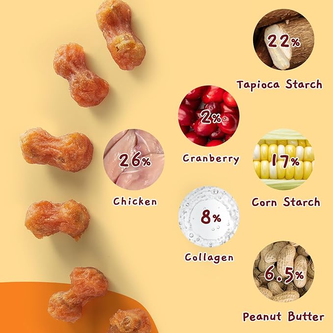 Jungle Calling Rawhide Free Dog Chew Treats, Real Chicken Wrapped Peanut Butter Bones, Teeth Clean Chewy Training Snacks, 6 oz