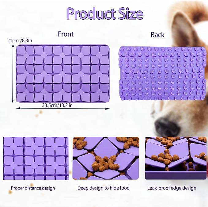 Silicone Snuffle Mat for Small Medium Dogs,Slow Feeder Lick Mat for Pet Slow Down Eating,Encourages Natural Foraging Skill,Interactive Feed Game Toy Lick Mat Bowl for All Breed Dog