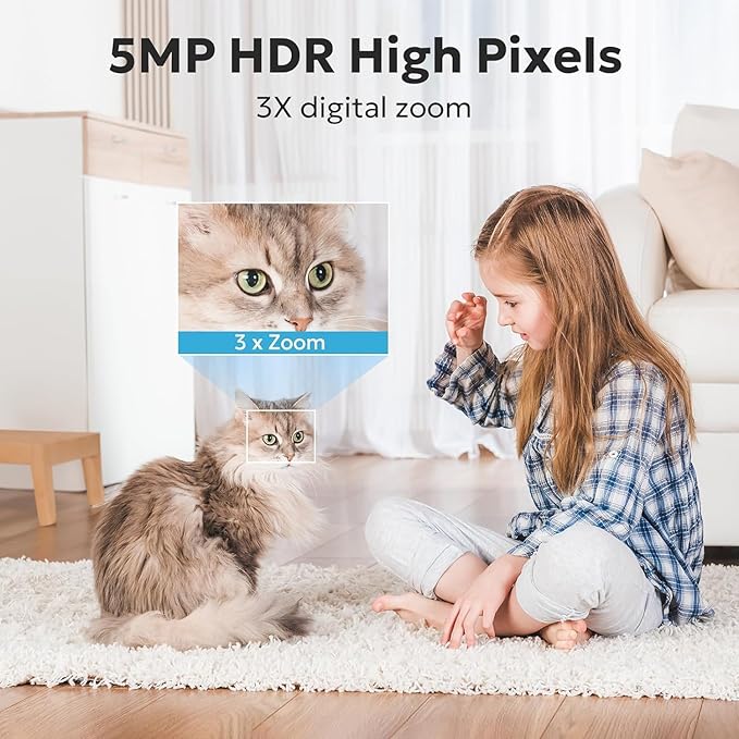 owltron Indoor Security Camera 5MP, 360 Cameras for Home Security with Motion Detection, 2.4G/5GHz WiFi Pet Cam with Night Vision & 2-Way Audio, Compatible with NVR/Alexa