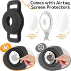 Airtag Dog Collar Holder: 3 Pack Soft Silicone Air Tag Holder for Pet Dogs Cats Collar, Sturdy AirTag Dog Tracker Protective Case, Pet Friendly Accessories Compatible with Apple Airtag, Black