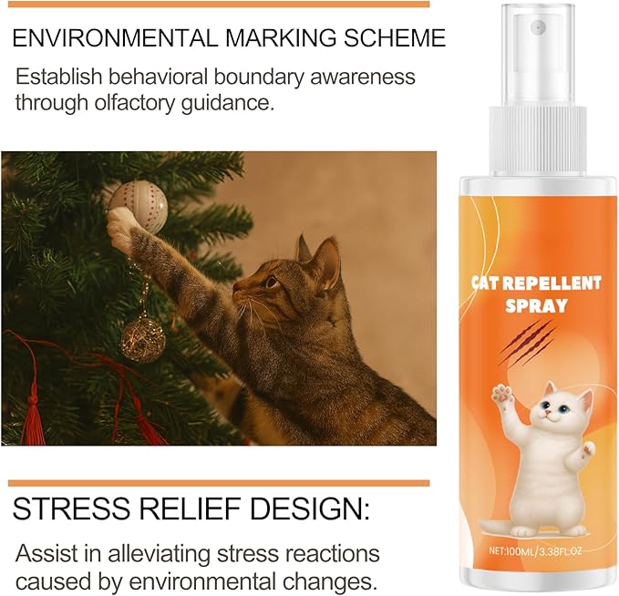 2PCS Cat Deterrent Spray, Effective Cat Scratch Deterrent Training Aid for Furniture, Natural Cat Spray Deterrent, for Urine Marking & Scratching