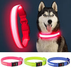 YFbrite Light up Dog Collar, USB Rechargeable LED Puppy Collar Super Bright Adjustable Glowing Dog Lights for Night Walking (Design 2- Pink, Medium)