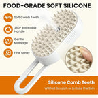 4 in 1 Cat Steam Brush for Shedding, Rechargeable Steam Brush with Foldable Handle, for Cats and Dogs Massaging and Cleaning, Multifunctional Hair Removal Comb (White)