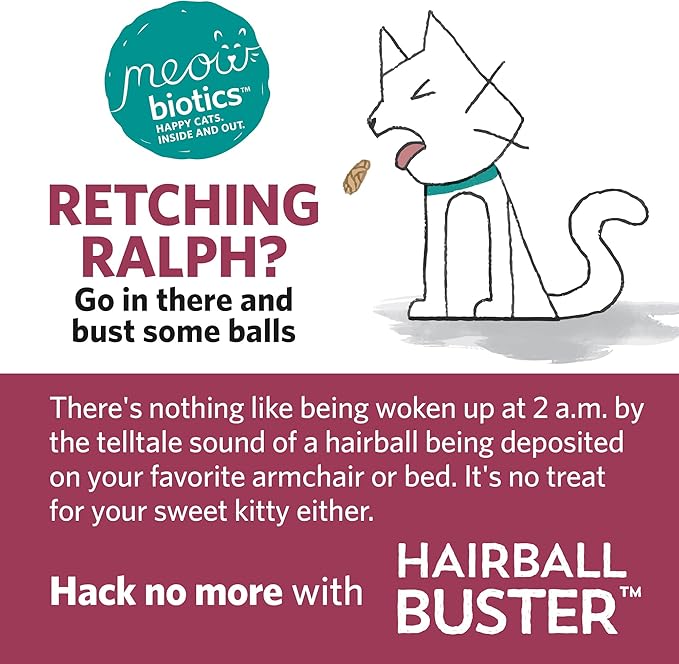 Fidobiotics - Meowbiotics Hairball Buster Powder for Cats with Probiotics 2 Billion CFU Smoked Fish Chowdah Flavor - 30 Serving(s)