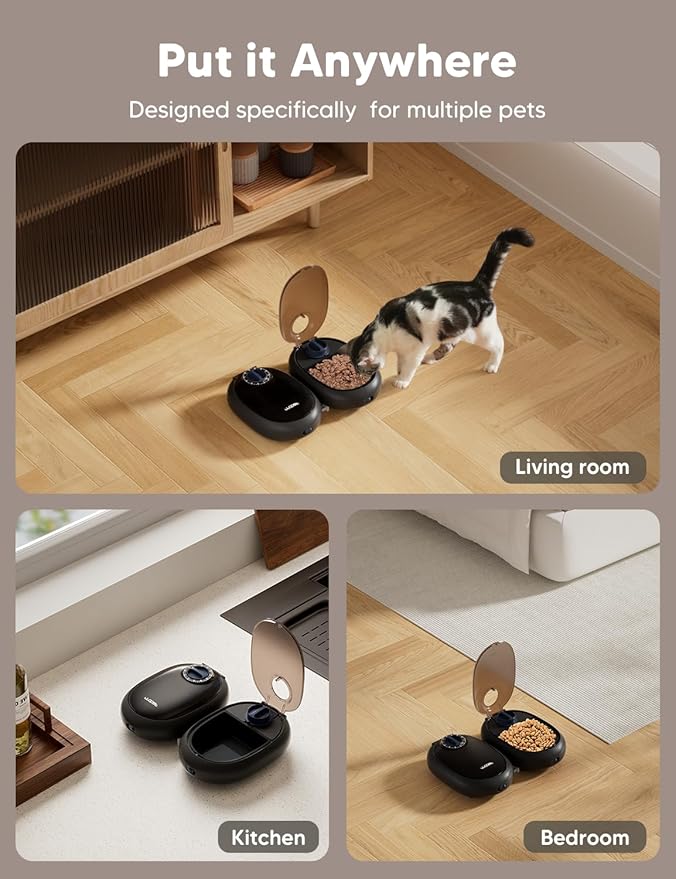 WOPET Automatic Cat Feeder, 48-Hour Programmable Pet Food Dispenser, Built-in Ice Gel Pack for Freshness – Ideal for Wet Food, Yogurt & Canned Meals – Perfect for Cats, Kittens & Small Dogs