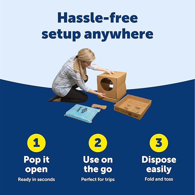 PetSafe Disposable Litter Box with Litter - Collapsible No-Mess Box with Reliable Leak-Proof Protection & Superior Odor Control - Includes 4.3 lb Bag Crystal Pebbles & 8 Disposable Scoops