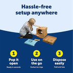 PetSafe Disposable Litter Box with Litter - Collapsible No-Mess Box with Reliable Leak-Proof Protection & Superior Odor Control - Includes 4.3 lb Bag Crystal Pebbles & 8 Disposable Scoops