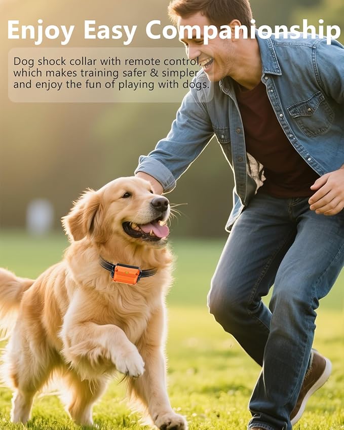Dog Shock Collar with Remote Control 3300FT Range IPX7 Waterproof Rechargeable E Collar for Dogs Training 3 Modes for 5-120lbs Small Medium Large Dogs
