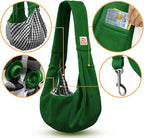 Tomkas Small Dog Sling Carrier - Classic Pocket & Classic Strap - for 3-10 lbs Pets(Emerald Green)