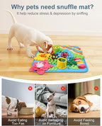 Snuffle Mat for Dogs, Pet Treats Feeding Mat, 20 x 20 inch for Medium & Large, Felt Wool Dog Feeding Mats for Slow Feed, Relieve Anxiety, with Anti-Slip Botton