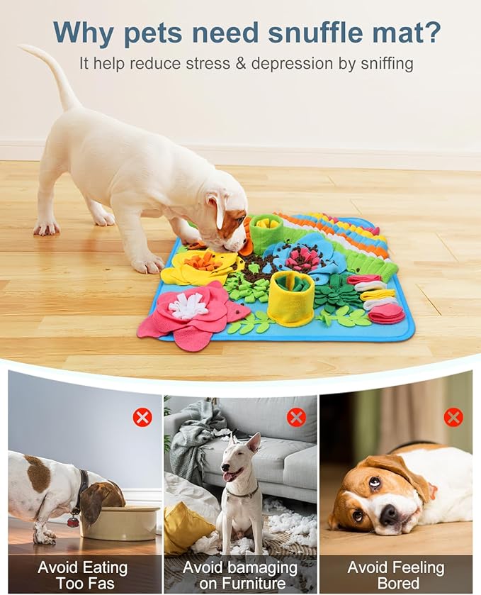 Snuffle Mat for Dogs, Pet Treats Feeding Mat, 20 x 20 inch for Medium & Large, Felt Wool Dog Feeding Mats for Slow Feed, Relieve Anxiety, with Anti-Slip Botton