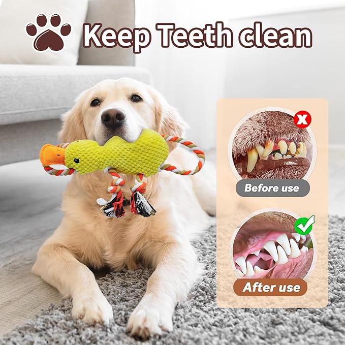 Tug of War Dog Toy, Squeaky Dog Toys Interactive Duck Puppy Toys to Keep Them Busy