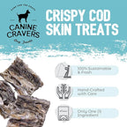 Canine Cravers Single Ingredient Dog Treats – Wild Caught Crispy Cod Skins - Human Grade Air Dried Hypoallergenic Pet Food – Grain, Gluten, and Soy Free – 100% All Natural – 4 oz