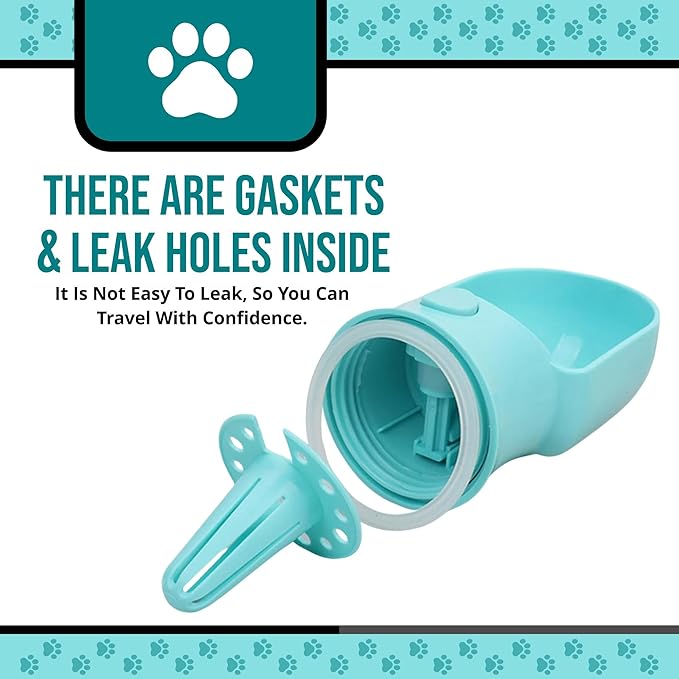 Leak Proof Portable Dog Water Bottle with Bowl – Travel Pet Water Dispenser for Walking & Hiking – Food Grade Plastic – Choose from 3 Colors (Blue, 500 ml)