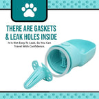 Leak Proof Portable Dog Water Bottle with Bowl – Travel Pet Water Dispenser for Walking & Hiking – Food Grade Plastic – Choose from 3 Colors (Blue, 320 ml)