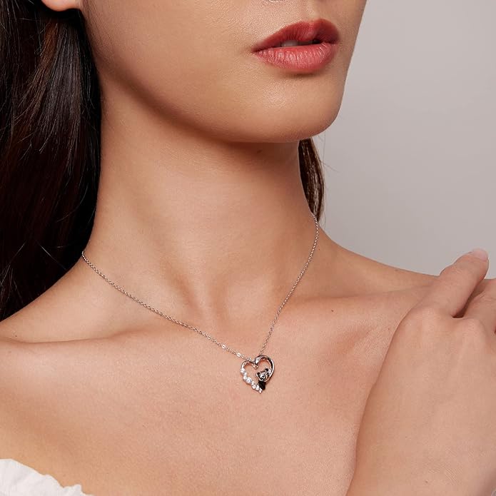 925 Sterling Silver Dog Paw Cat Panda Necklace for Women Cute Dainty Animal Pendant Necklace Gifts for Cat Mom Animals Lover…