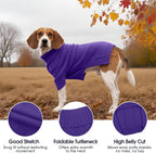 IECOii XL Dog Sweater,Winter Doggy Clothes for Large Dogs Girl Boy,Warm Pullover Soft Dog Sweater Turtleneck,Lightweight & Good Stretch for Active Dogs Like Beagle,Border Collie (Purple,XLarge)