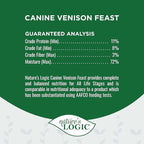 Nature's Logic Grain-Free Canned Dog Food - 95% Animal Proteins - 100% Natural Wet Dog Food Cans - No Common Allergens - All Life Stages - Ideal for Sensitive Dogs - Venison (13.2 oz, 12 pack)
